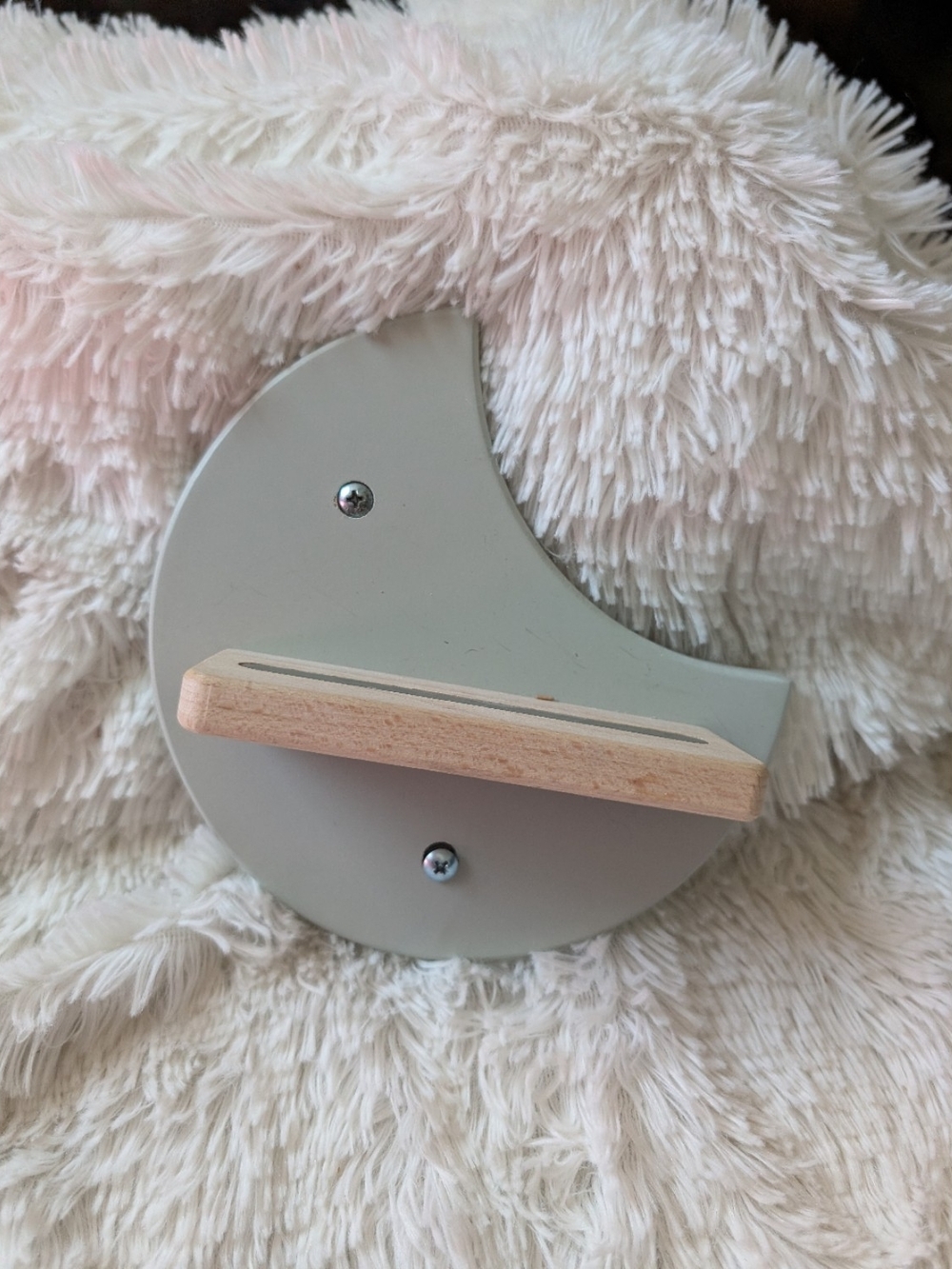 Light Gray Crescent Moon Magnetic Tonie Holder Shelf 6" X 6"